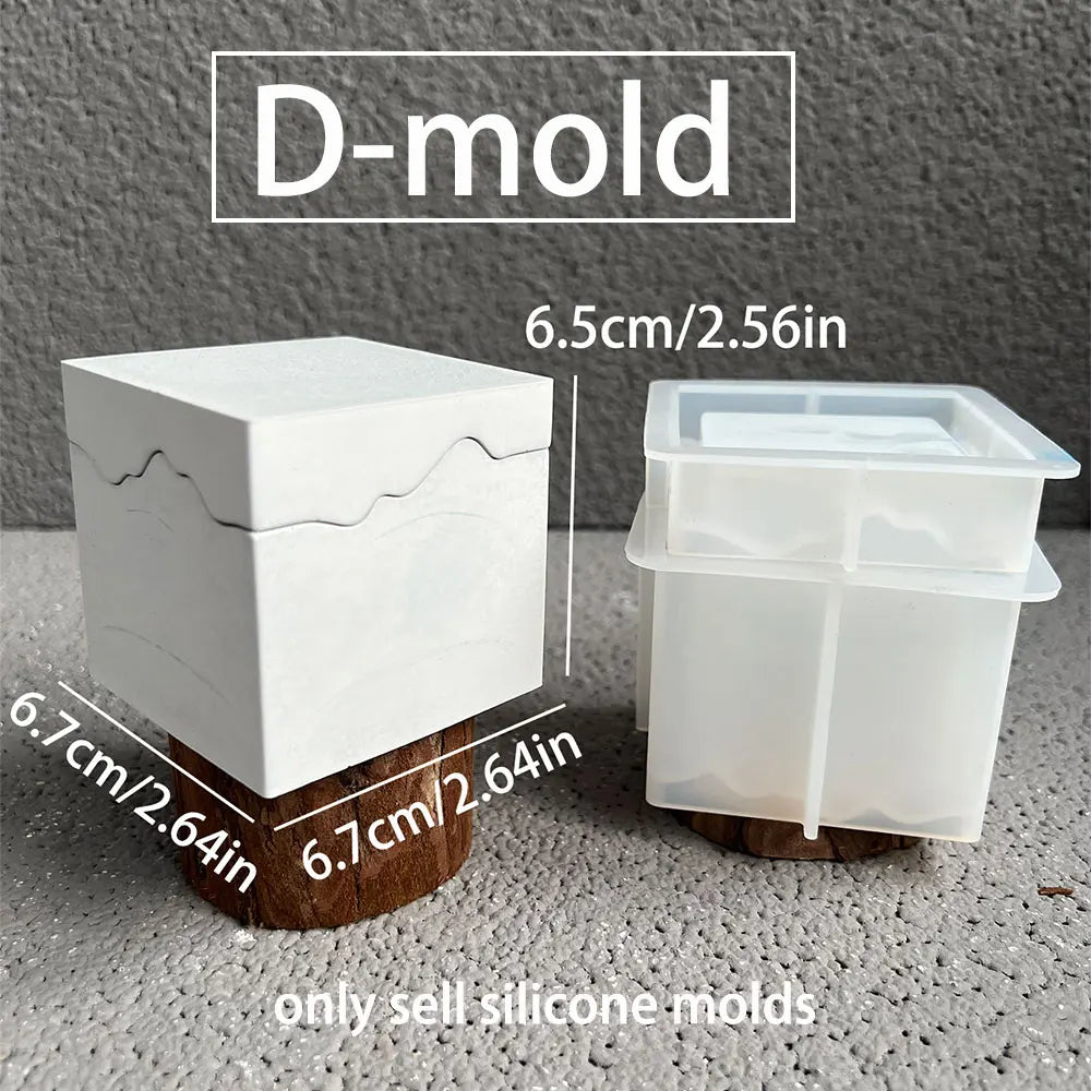 2pcs/Set Square Splicing Storage Box Mold Round Constellation Candle Vessel Candle Holder Concrete Mold DIY Home Decoration