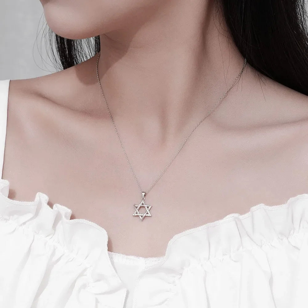 Monkton 925 Sterling Star of David Necklaces for Women Luxury Hollow Hexagonal Star Pendant Birthday Gift Talisman Fine Jewelry