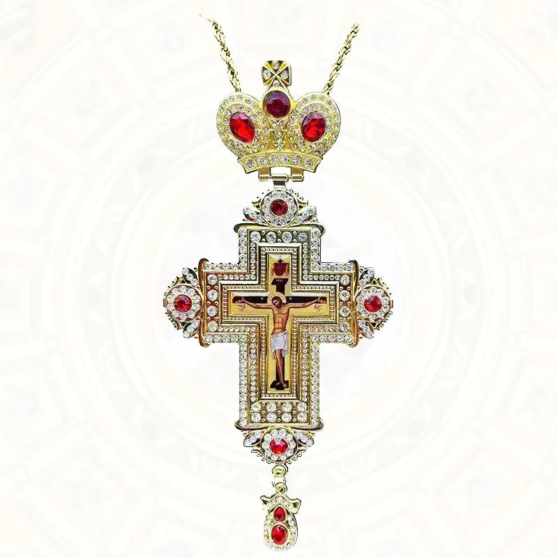 HTISOK Orthodox Cross Necklace Jesus Crucifix Pendants Gold Chain Religious Jewelry православным крестом