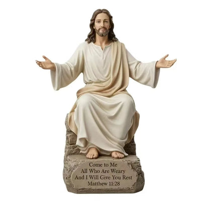 Jesus Open Arms Blessing Statue With Bible Verse Base I Am With You Always Resin Christian Figurine Religious Home Decor Gift
