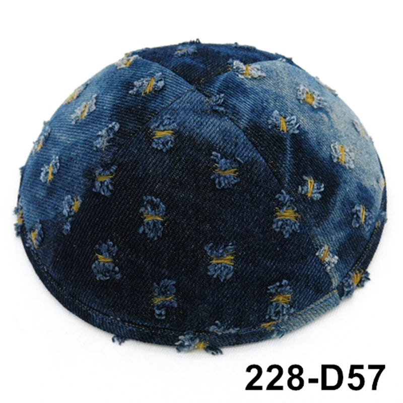 GIU 19cm Jewish Jean Denim Kippo Hats Caps Skullies Beaniest Kipa Yarmulke Kippah Dome For Wedding And Events