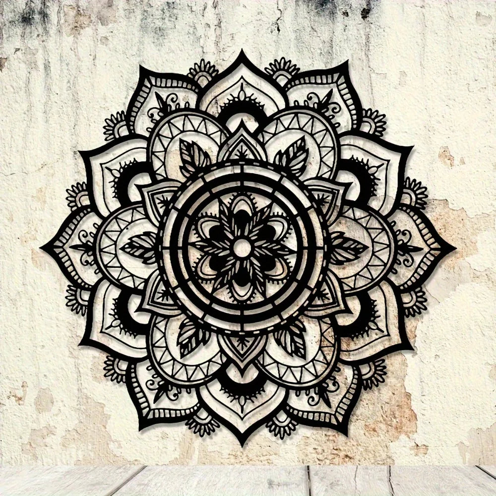 Bohemian Mandala Metal Wall Art - Lotus Flower Design, Zen Home Decor, Easy to Hang for Living Room, Yoga Studio, Meditation Roo