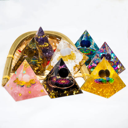 1.97inch Natural Resin Amethyst Pyramid - The Seven Chakras Balancing Tool, Meditation Healing Christmas Decoration
