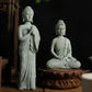 1Pcs Mini Buddhism Figurine Desk Decor Zen Statue Green Sandstone Thailand Ornament Buddha Garden Statue Fish Tank Decor〔Nest〕