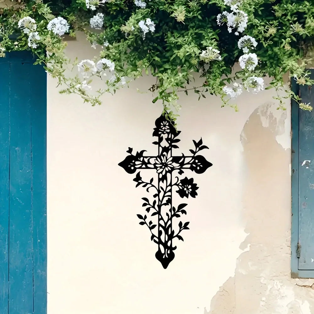 Metal Wall Cross Decor with Tree of Life - Iron Christian Wall Art for Living Room, Bedroom, Church - Gift for