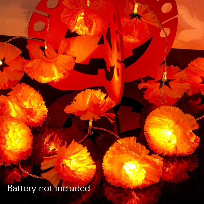 Halloween Decorations Diwali Garland String Lights Mexican Marigold Artificial Flowers Day Of The Dead Christmas Decorations