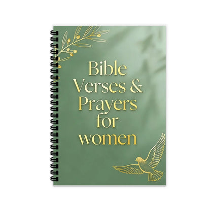 1PC Green Bible Verses & Prayers For Women Spiral Notebook, Christian Prayer Journal With Gold Dove & Olive Branch, Faith-Based