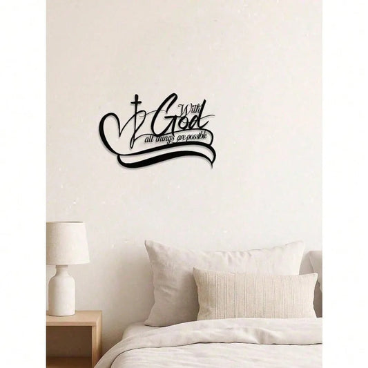 With God All Things Possible Metal Sign | Vintage Bible Verse Wall Art for Religious Home Easter Decor