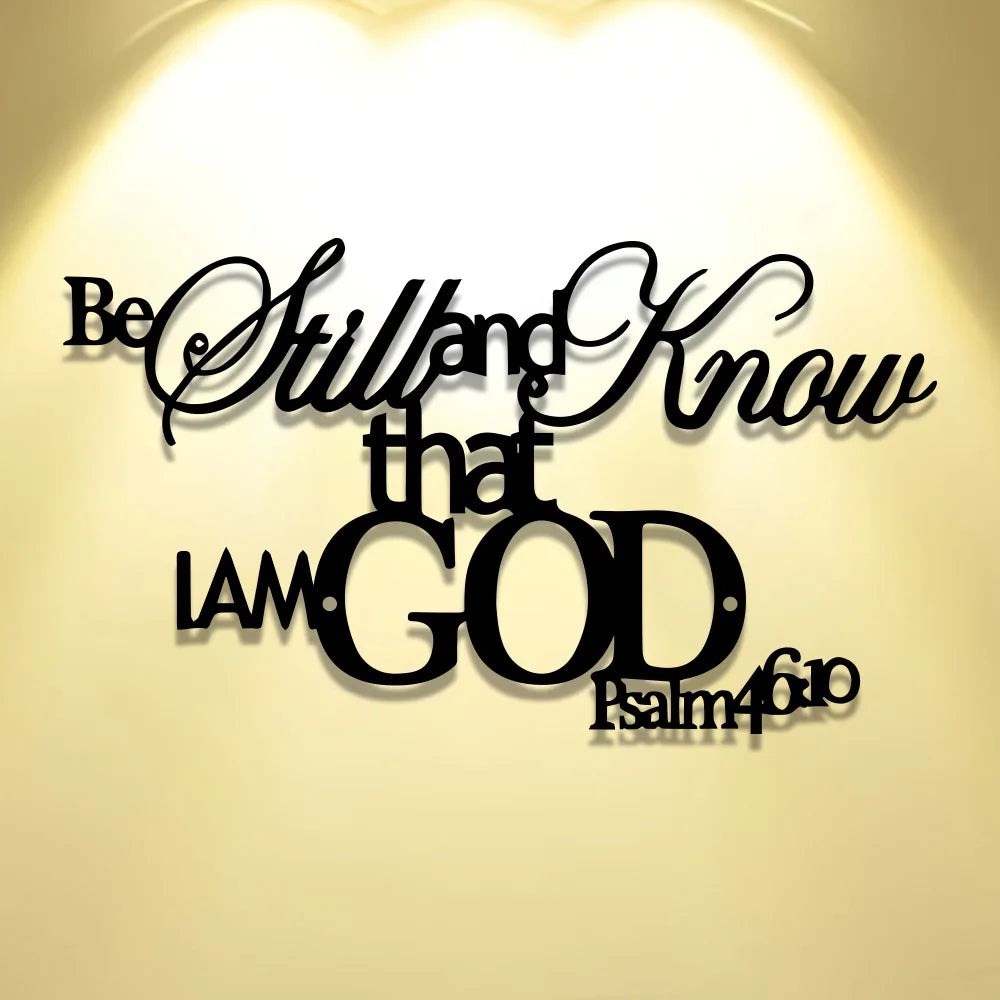Elegant Minimalist Christian Wall Art -"Be Still and Know That I Am God" Bible Verse Metal Sign, Rustic Farmhouse Decor for Home