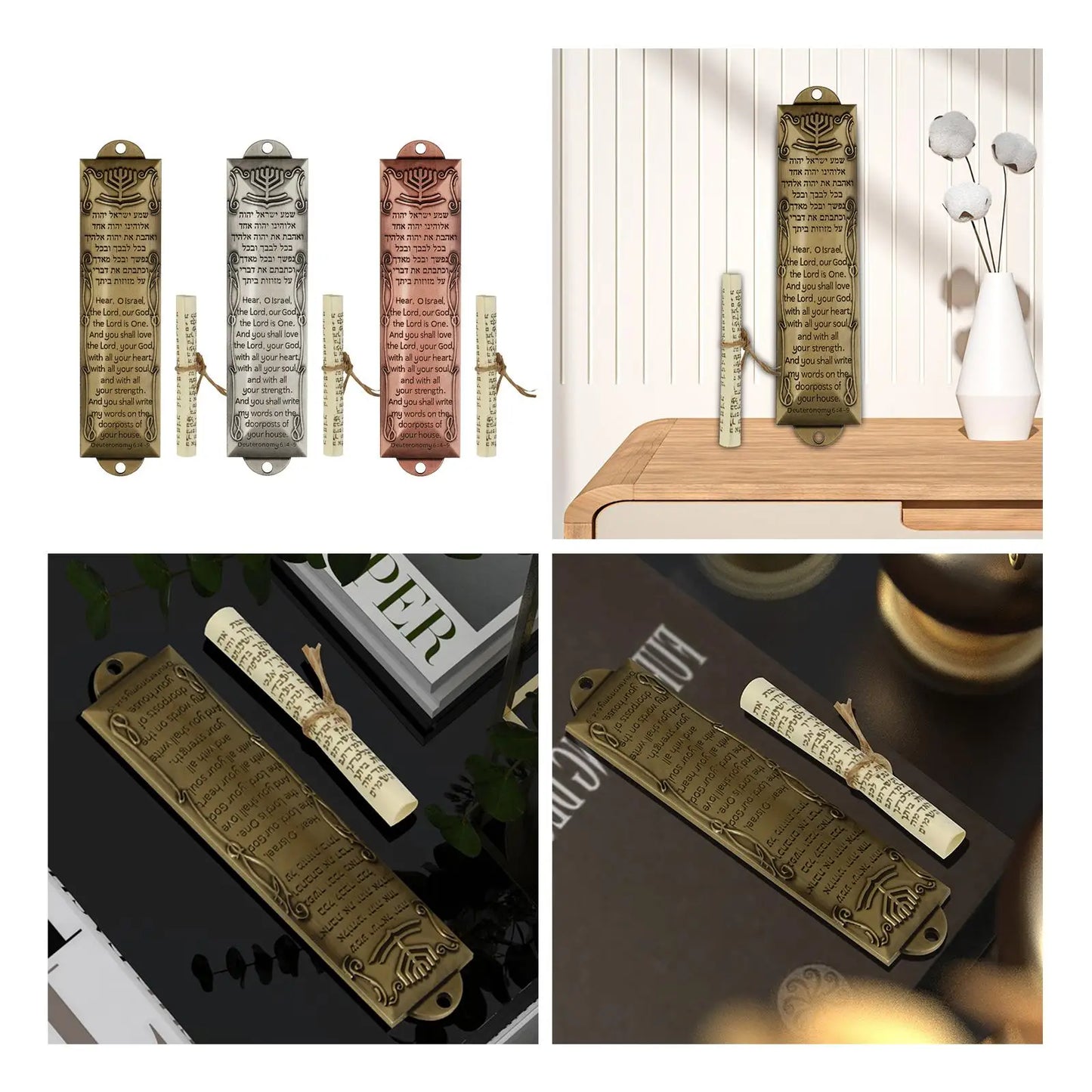 Mezuzah Plaque Alloy Mezuzah Ornament Retro 13cm Door Mezuzah for House Door