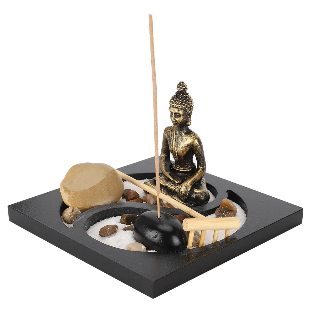Buddha Sand Tray Zen Garden Decor Resin Craft Home Ornament for Living Room Desktop Meditation Focus Innovative Mindful Gift