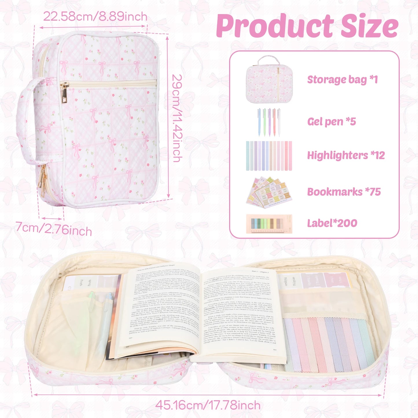 1 Set Bible Bag Hand Carry Bible Cover Case with Study Supplies Multiple Pocket Book Carrying Case Portable Notebook Storage Bag