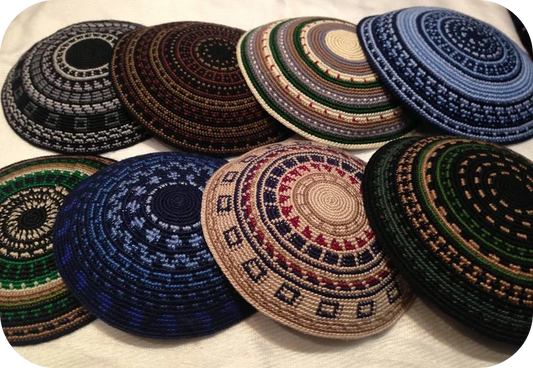 HIGH QUALITY HANDMADE KNITTED YARMULKE KIPPAH WHITE TOP PRICE PER PIECE