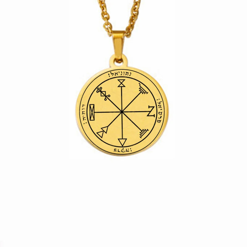 King Solomon Seal Talisman Amulet Jewelry Prosperity Manifest Love Pentacles Coin Medallion Stainless Steel Pendant Necklace