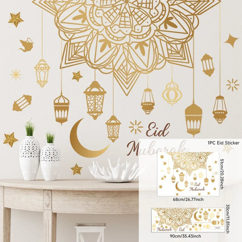 Eid Mubarak Wall Stickers Kareem Ramadan Decoration 2025 For Home Islamic Muslim Party Decor Mubarak Ramadan Window Sticker Gift