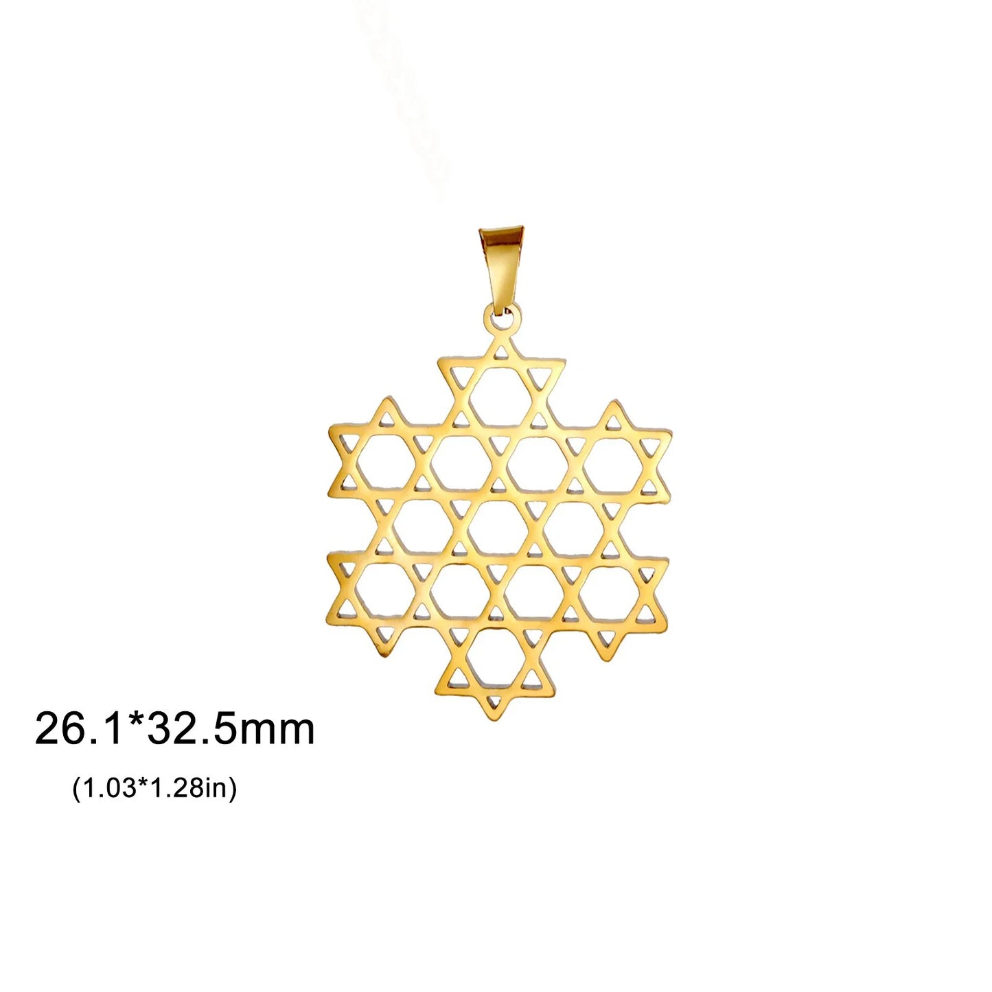 EUEAVAN 1pc Jewish Star of David Hexagram Pendant Stainless Steel Amulet Charms for Jewelry Making Necklace Supplies
