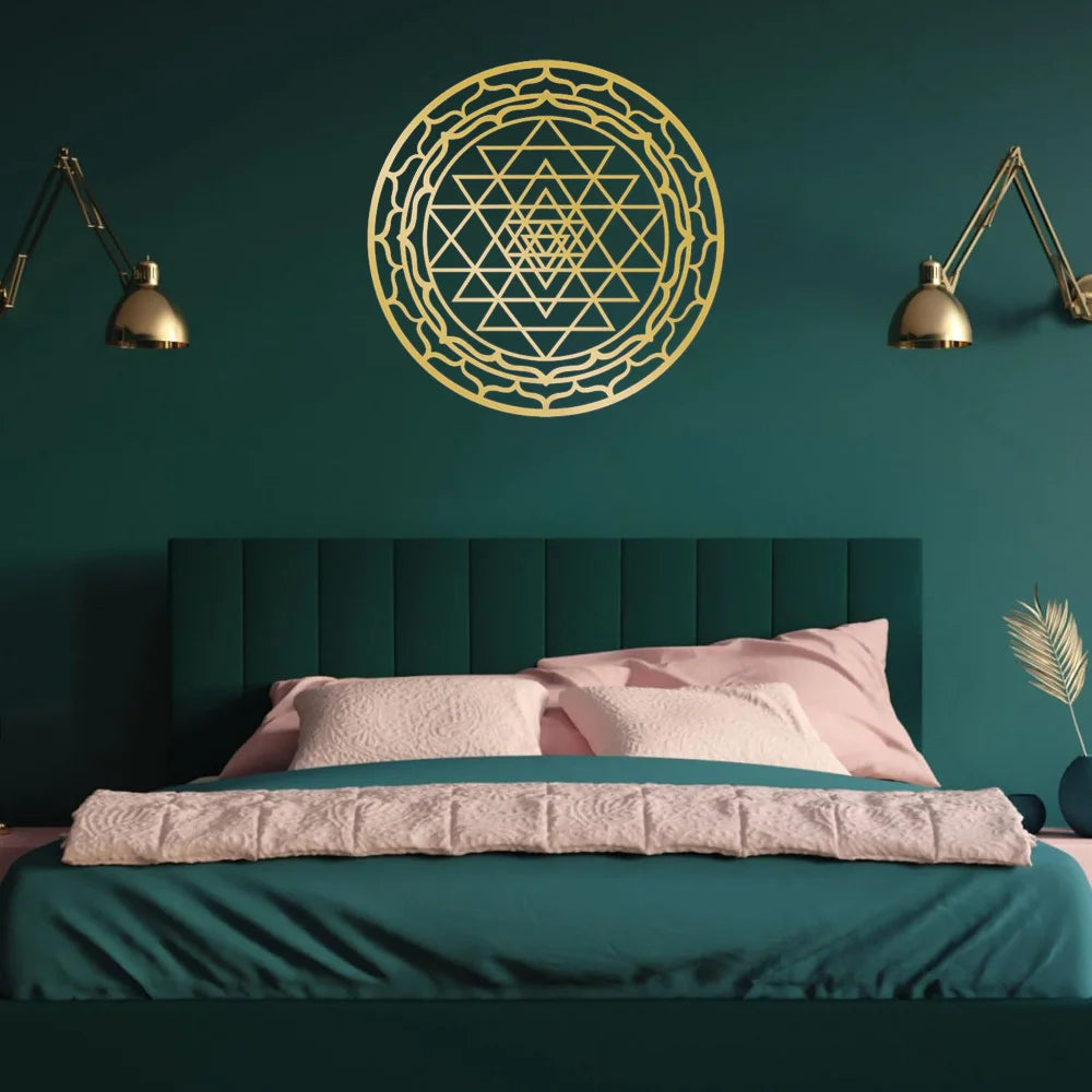 Sacred Yantra Mandala Metal Wall Sculpture | Divine Geometry Circular Decor | Halloween & Christmas Gift