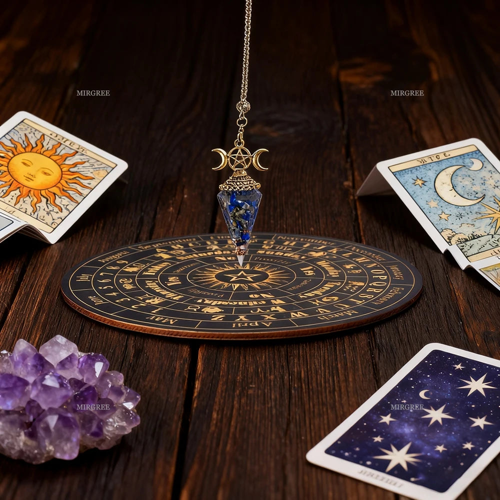 2pcs Spirit Pendulum Paired with Astrological Divination Disc, Divination Tool for Decision-making and Spiritual Rituals