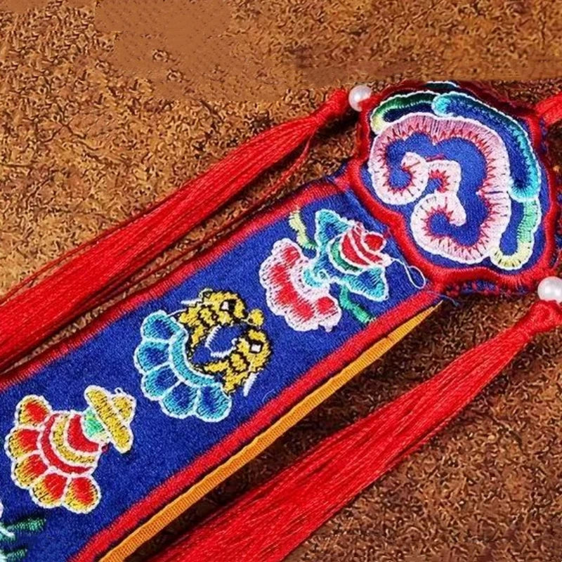 Tibetan Banner Ribbons,Colorful Brocade Buddhist Hall Decorative,Auspicious Cloud Embroidered Sutra Hanging Flags,Buddhist Item