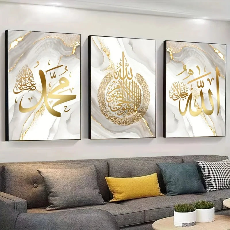 3pcs Arabic Calligraphy Canvas Art Prints, Minimalist Wall Decor for Living Room, Bedroom, Home Unframed Poster Wall Decor