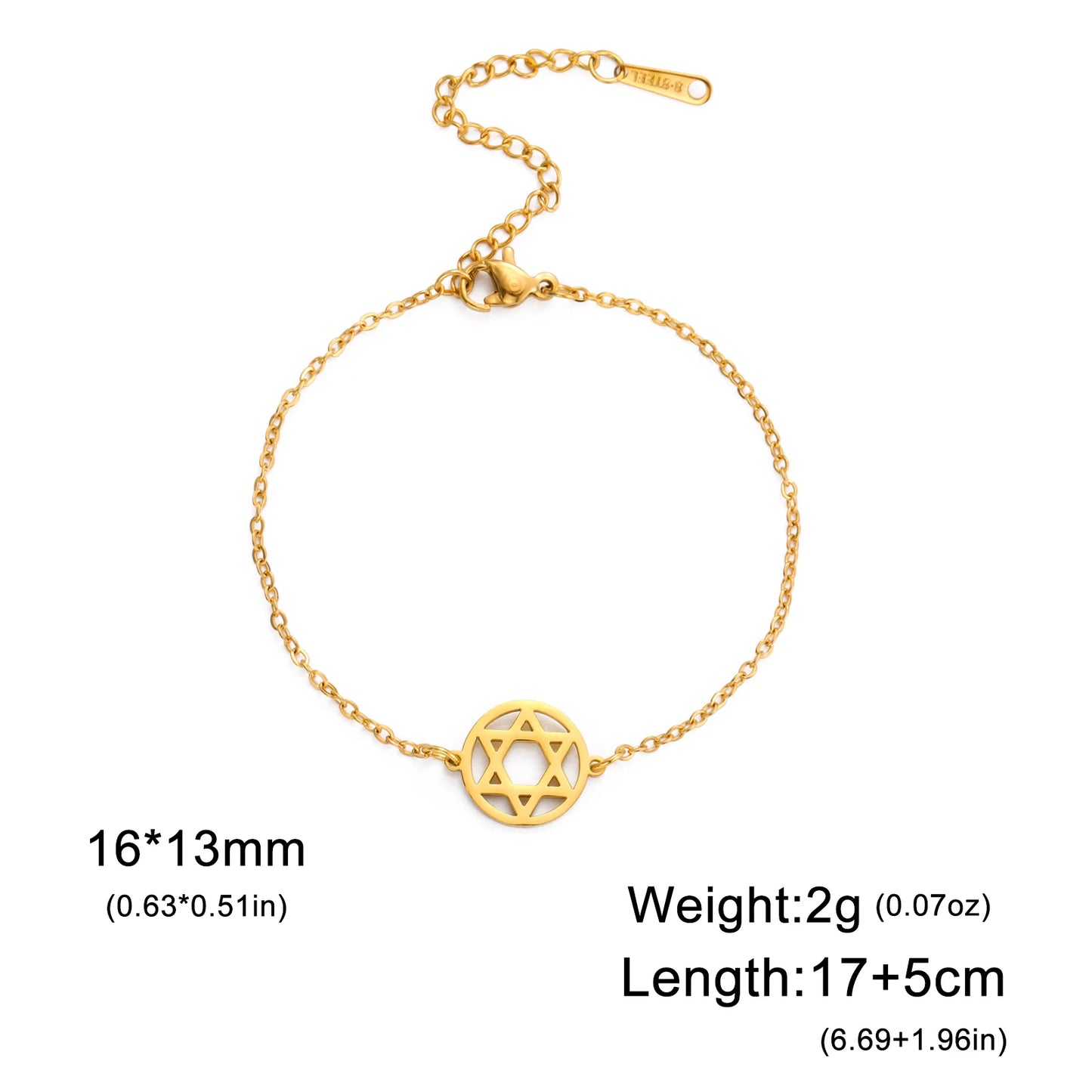 Skyrim Star of David Map Charm Bracelet Women Men Stainless Steel Adjustable Box Chain Bracelets Jewish Jewelry Gift Wholesale