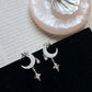 Fashion Asymmetric Shiny Star Moon Drop Earrings for Women Exquisite Metal Crystal Pearl Earrings Aesthetic Jewelry Accessories