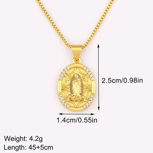 Nidin New Retro Oval/Round Shape Religious Style Zircon Flip Pendant Necklace For Female Male Lovers Photos Jewelry Accessories