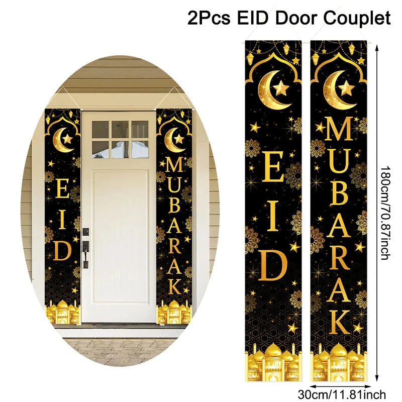 Eid Mubarak Door Banner Ramadan Decoration for Home 2025 Mubarak Ramadan Kareem Islamic Muslim Party Decor Eid Al Adha Gifts