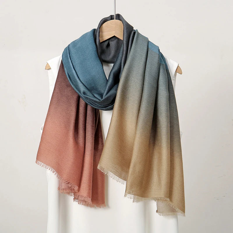 New Tie-dyed Cotton Hijabs For Women Scarf Plain Shawls Wrap Femme Musulman Ombre Viscose Headscarf Islam Turban Headband Scarf
