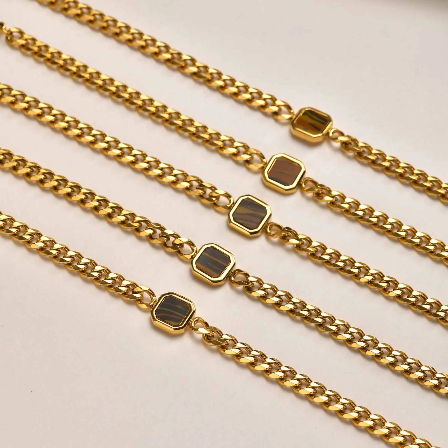 Vnox 5mm Width Adjustable Chain Bracelet for Men, Stainless Steel Acrylic Six-Sided Polished Jewelry Gifts for Husband Son‌ Him