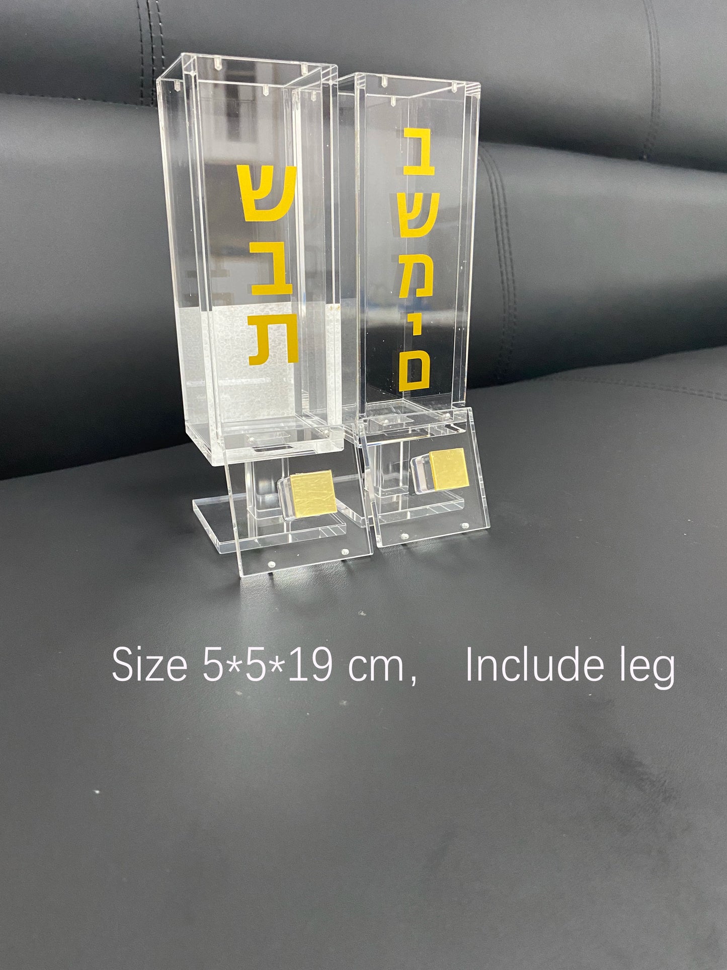 Transparent Acrylic Judaica Shabbat Match Box with Magnetic Lid Lucite Besamim Holder Box with Gold Logo Desktop Decor Gift