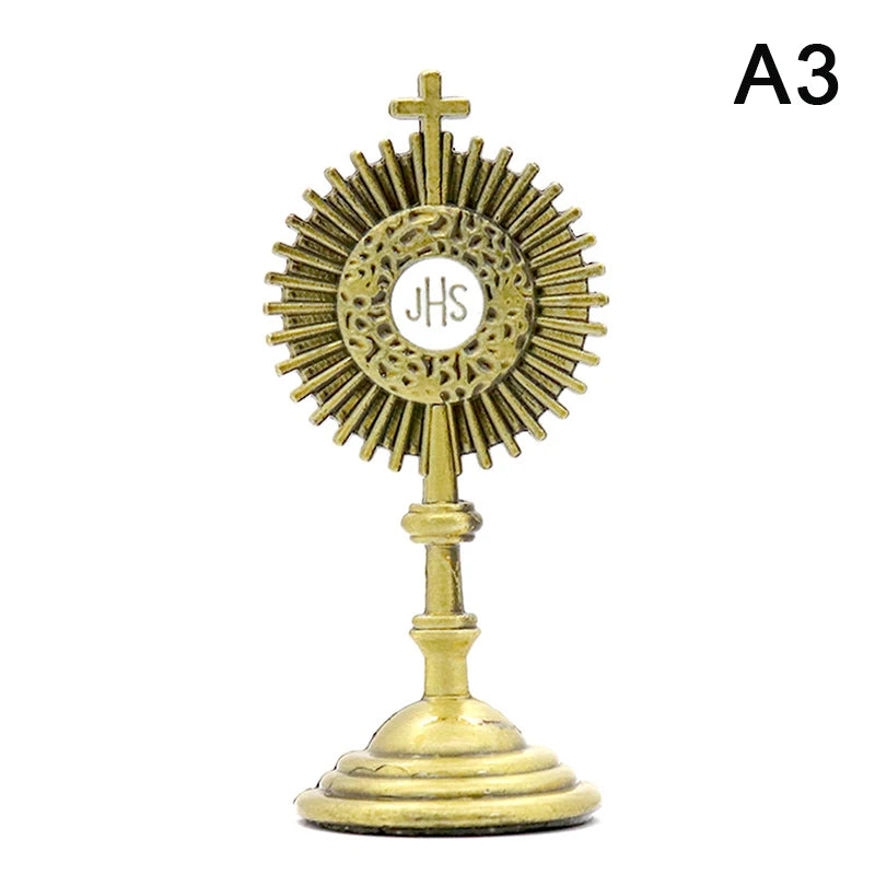 1PC Antique Carved Incense Burner Cross Decoration Church Chapel Ornaments Prayer Religious Home Worship Supplies red or white