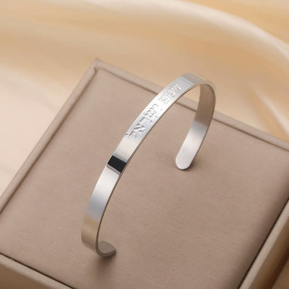 Dawapara Hebrew Bracelet Star of David Chai Shema Blessing Engraved Cuff Bangle Adjustable Stainless Steel Jewelry