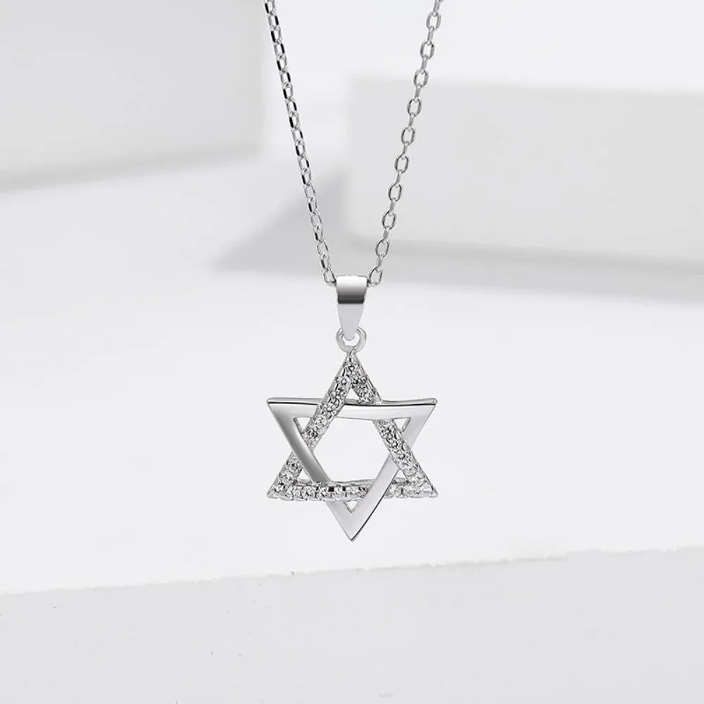 Monkton 925 Sterling Star of David Necklaces for Women Luxury Hollow Hexagonal Star Pendant Birthday Gift Talisman Fine Jewelry