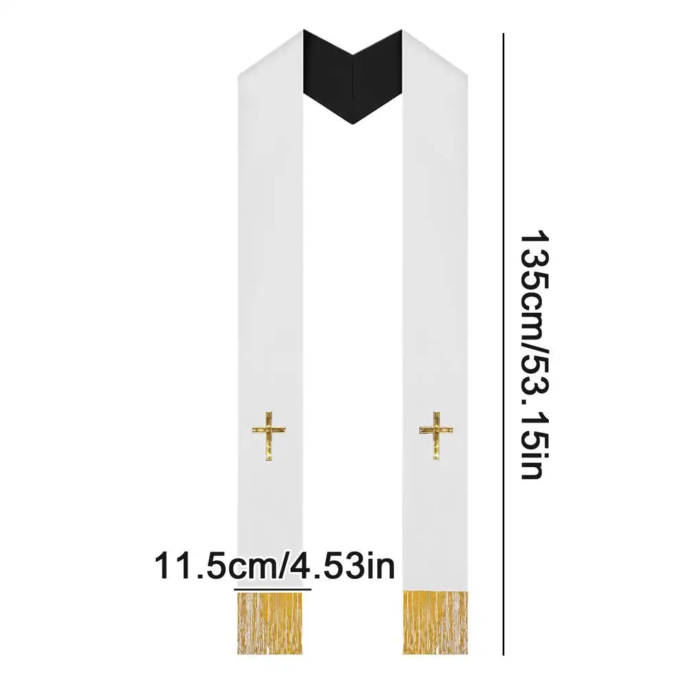Double Side Clergy Mass Stole Religious Worship Shawl with Tassel for Sacramental Occasion Unisex Church Supplies