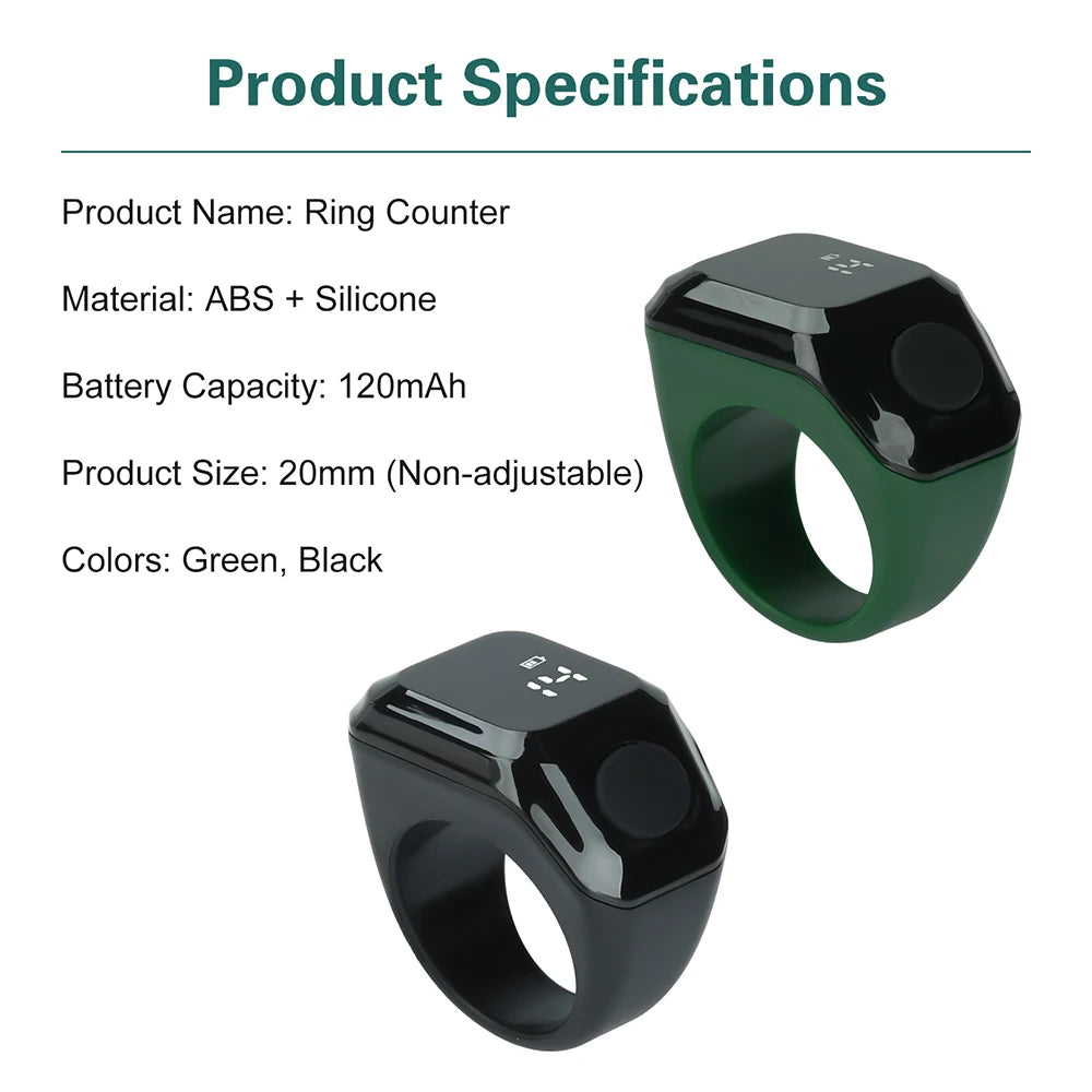 Smart App Ring Counter OLED Digital Display Bluetooth Counter Time Reminder Wearable Prayer Bead Counter