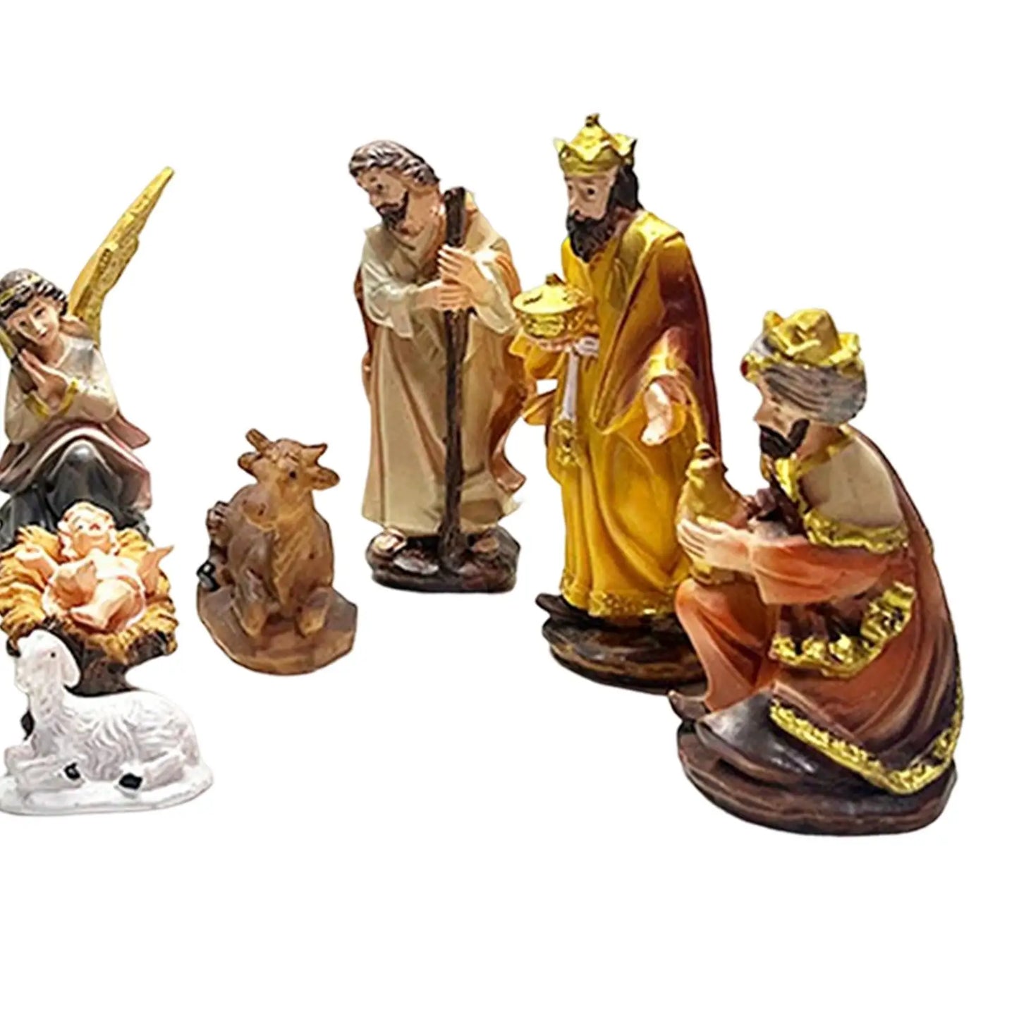 Nativity Figurine Christian Religious Sculpture Ornament Holy Family Birth of Jesus Statue Set for Office Home Xmas Gifts