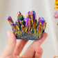 Natural Rough Rainbow Titanium Plating Aura Quartz Clusters Spiritual Crystals Gemstone Healing Stones Specimen for Decor