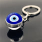 Blue Türkiye Eye of Evil Key Chain Pendant Double Crystal Glass Ball Pendant Metal Key Chain Pendant