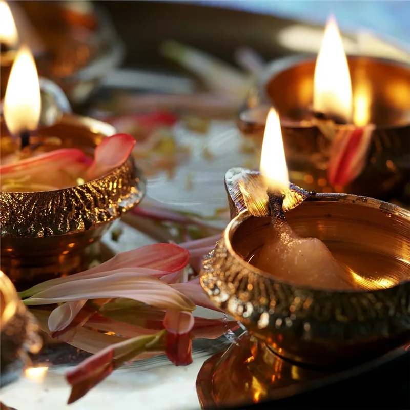 Kuber Diya For Diwali Decoration 10 Pcs Alloy Metal Oil Lamp Traditional Vilakku For Puja Pooja India