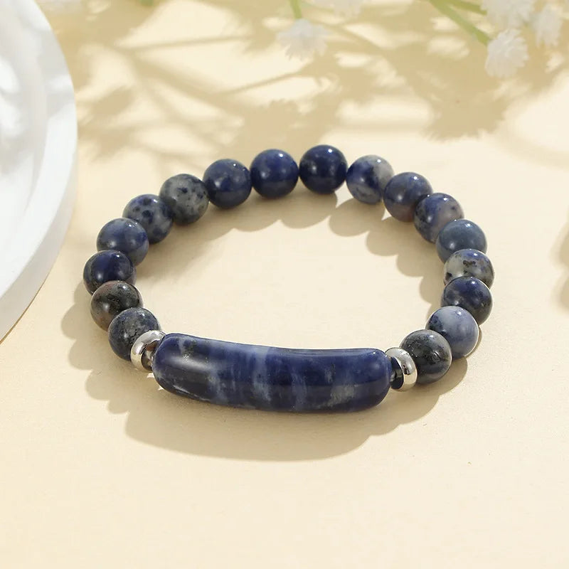 1pc Healing Handmade Stone Bracelet Turquoise Natural Malachite Gemstone Crystal Rough Bracelet Body Energy Yoga
