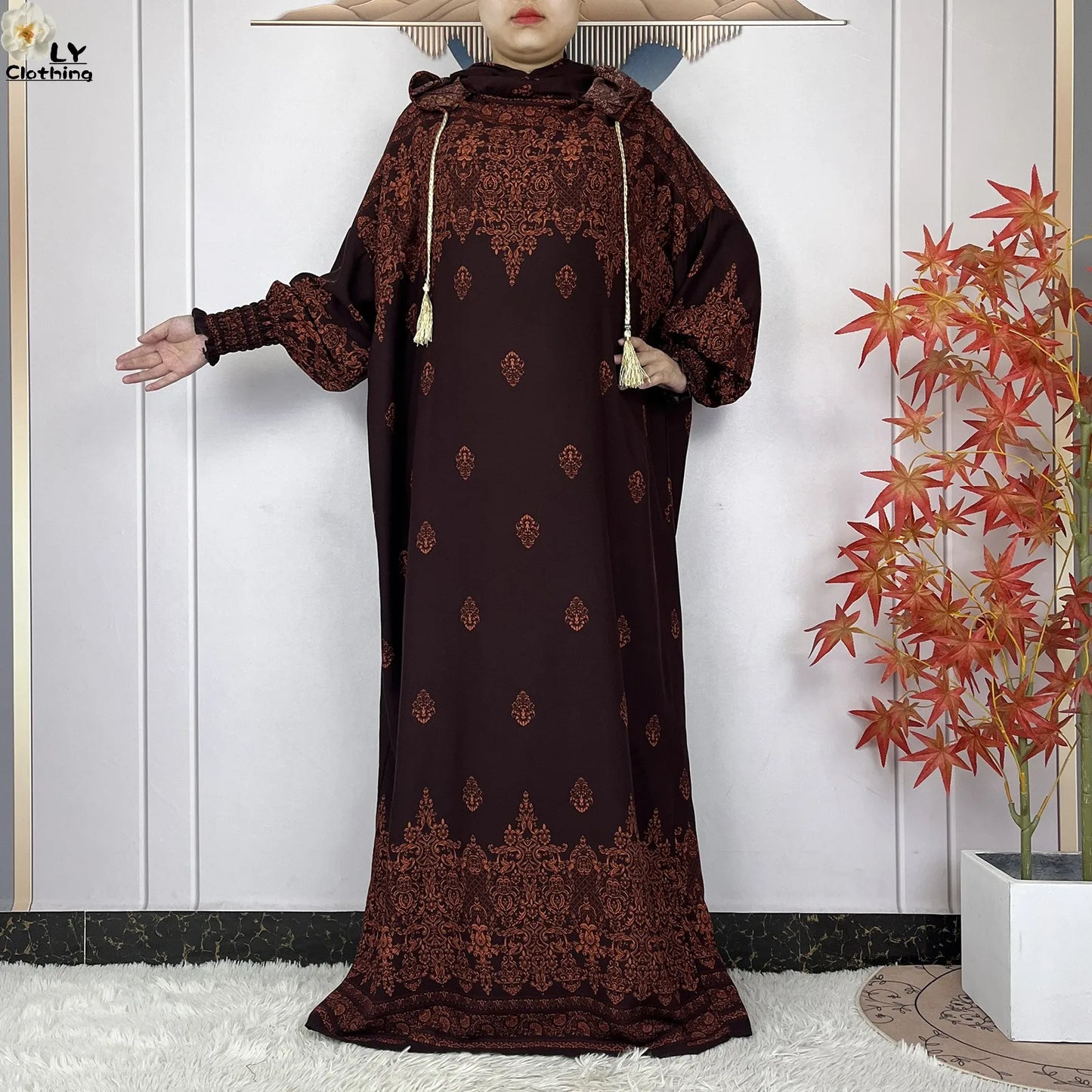 2025 Women Long Sleeves Dress Cotton Ramadan Abaya with Two Hats Muslim Women's Kaftan Dress Dubai Turkey Islam Prayer Clothing