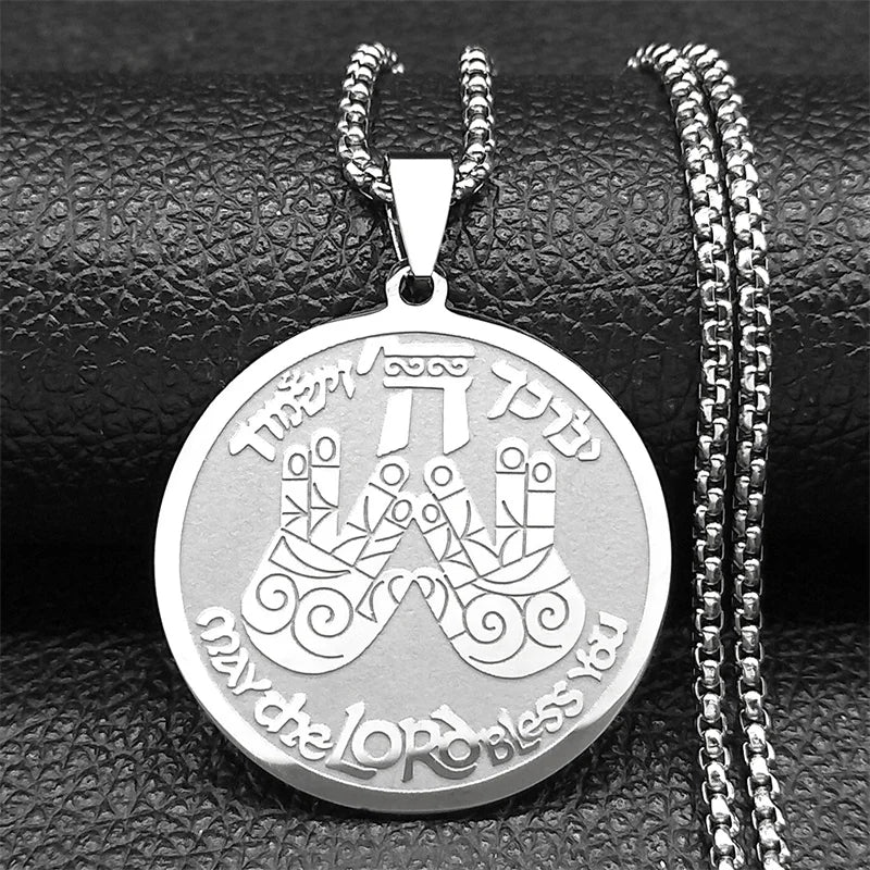 Jewish Bible Stainless Steel Hexagram Chain Necklace Women/Men 72 Names Of The God Moses Necklaces Mezuzah Jewelry collier N227