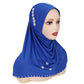 Trendy Muslim Instant Hijab Beads Bonnet Stretch Scarf Islamic Headband Jersey Hijab Headwrap Turbante for Women