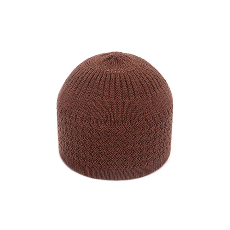 New Spring Knitted Muslim Men Prayer Hats Unisex Beanies Cap Warm Islamic Ramadan Jewish Kippah Homme Hat Men's Wrap Head Caps