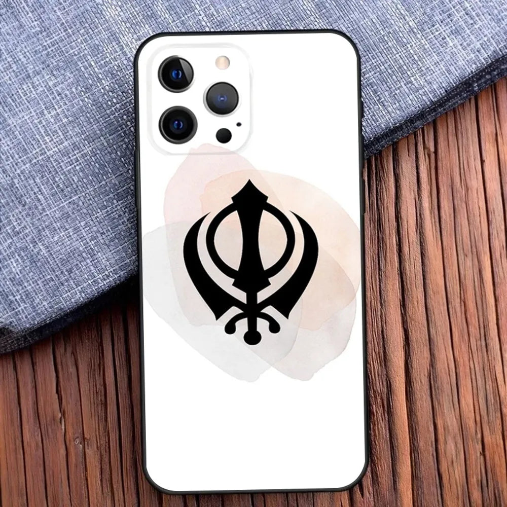 Sikh Khanda Sikhism Phone Case For iPhone 16,15,14,13,12,11,Pro,X,XS,Max,XR,Plus,Mini Soft Black Cover