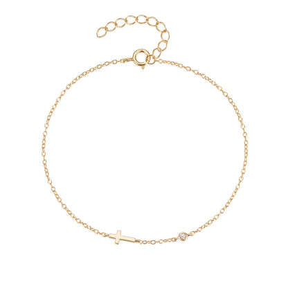 ROXI 925 Sterling Silver Punk Cross Bracelet For Women Party Street 20cm Bangle Pulseras Plata 18k Gold /Silver Color Jewelry