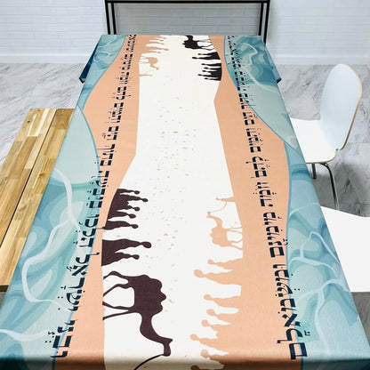 Happy Passover Waterproof Tablecloth Holiday Table Decor Pesach Seder Jewish Hebrew Rectangle Tablecloth Holiday Party Decor