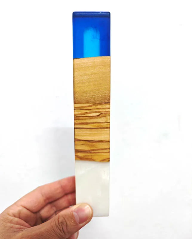 Handmade Mezuzah Case of Olive Wood and Epoxy Resin Jewish Home door Decor judaica Religious Gift for Jewish Home bless mezuzah