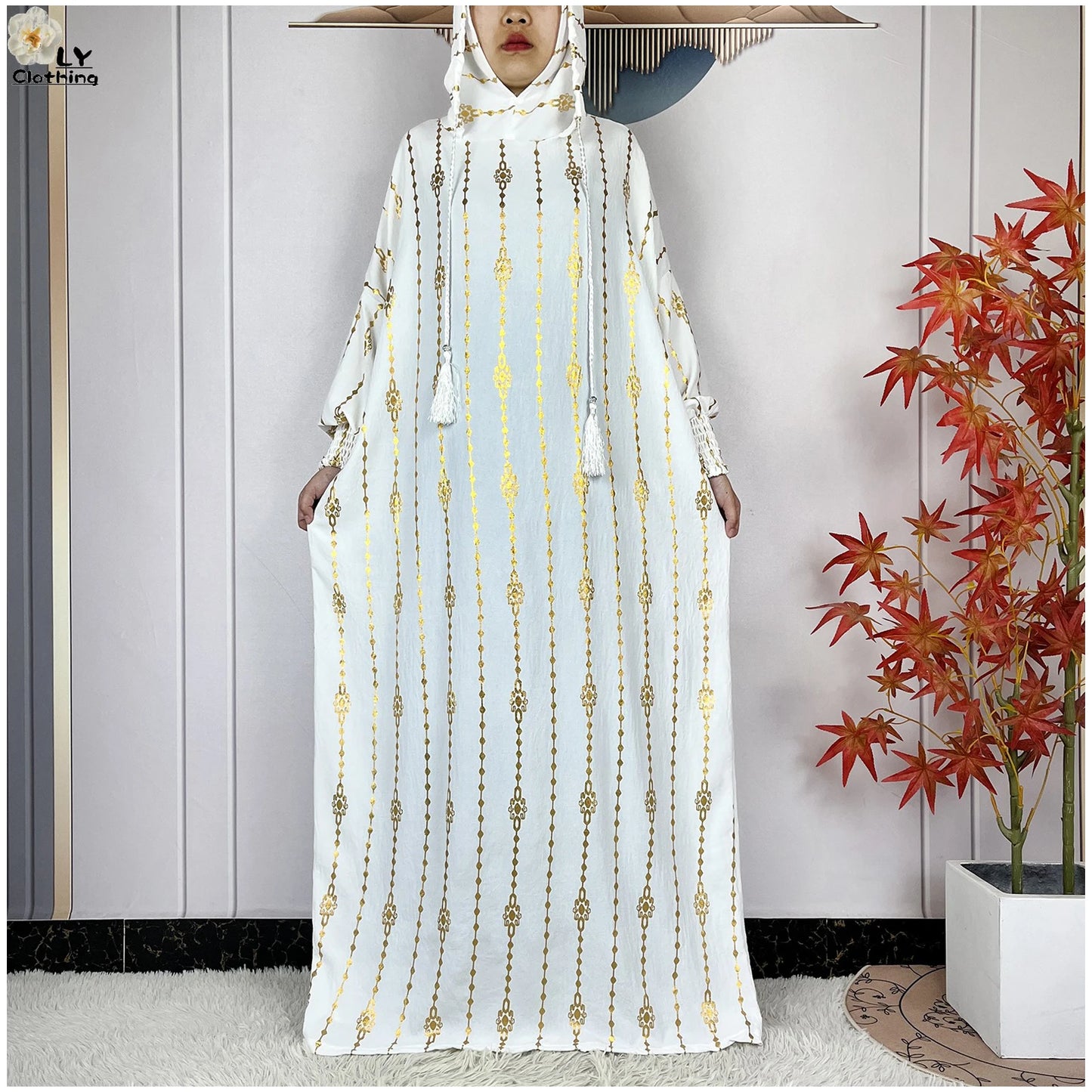 New Long Sleeves Two-Hat Abaya Loose Muslim Ramadan For Women Prayer Clothes Dubai Turkey Islam Dress African Kaftan Women Dress